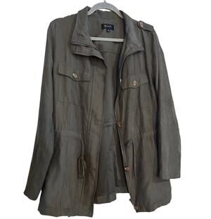 Army Green Utility Jacket Women's Size M Full Zip Buttons Beceel